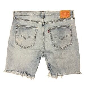 LEVIS Y2K Jean Shorts Mens 36 - 412 Cut Off Jorts Slim Dad Stretch Raw Hem Blue